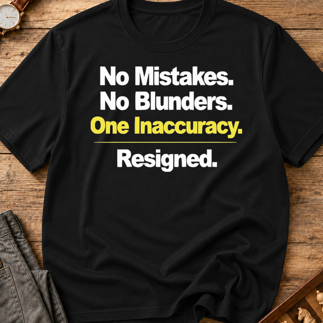 No Mistakes No Blunders One Inaccuracy Resigned T-Shirt