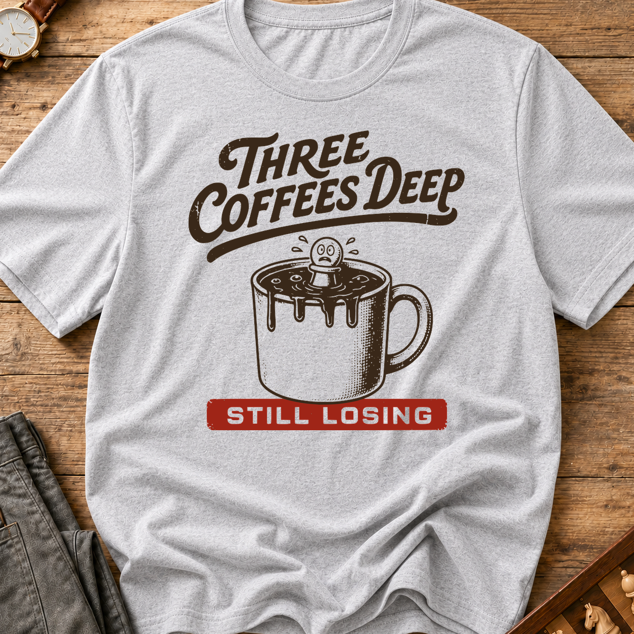 Three Coffees Deep Still Losing T-Shirt
