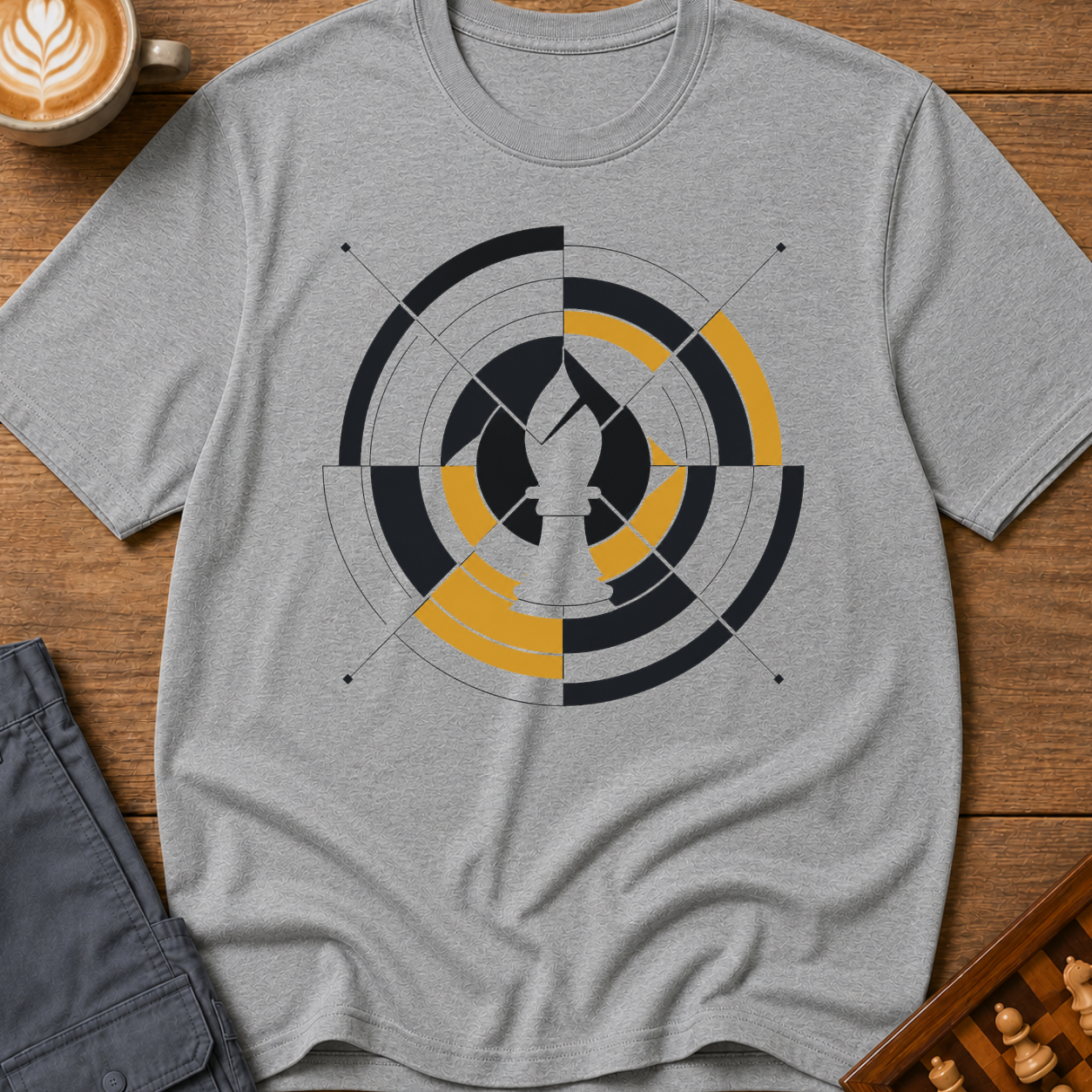 Swiss Geometric Diagonal Arc T-Shirt