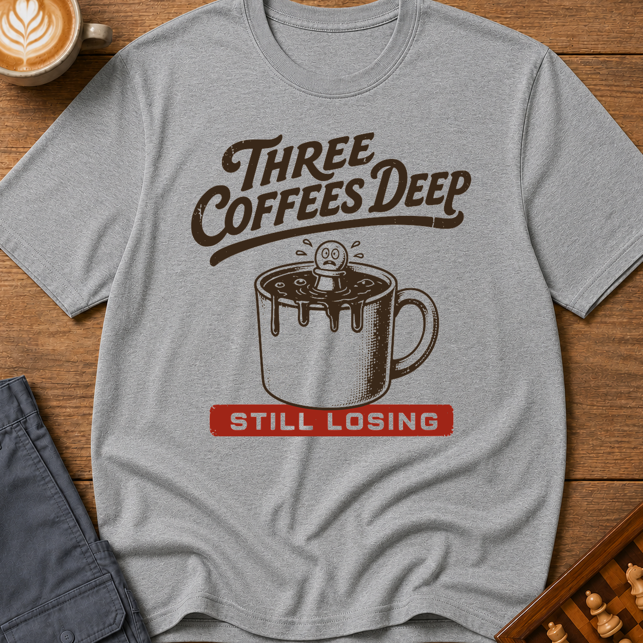 Three Coffees Deep Still Losing T-Shirt