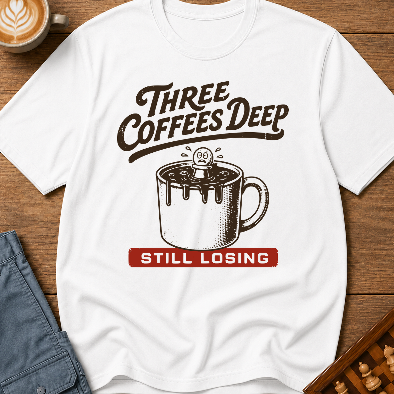 Three Coffees Deep Still Losing T-Shirt