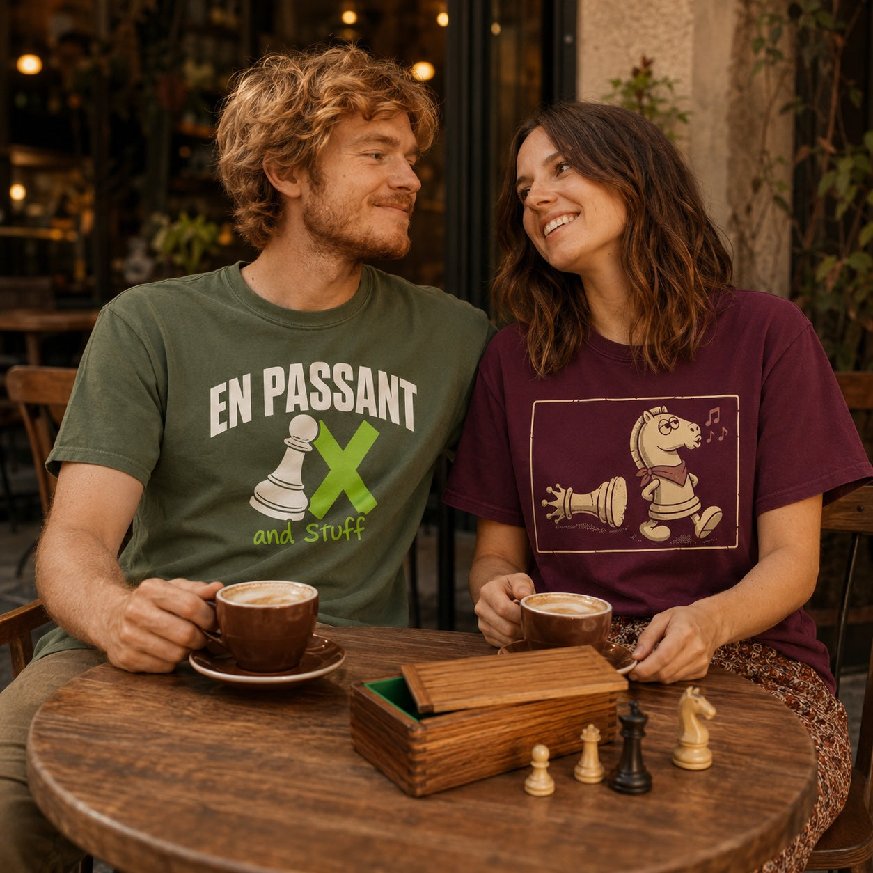 Blunder Club chess players wearing original tees